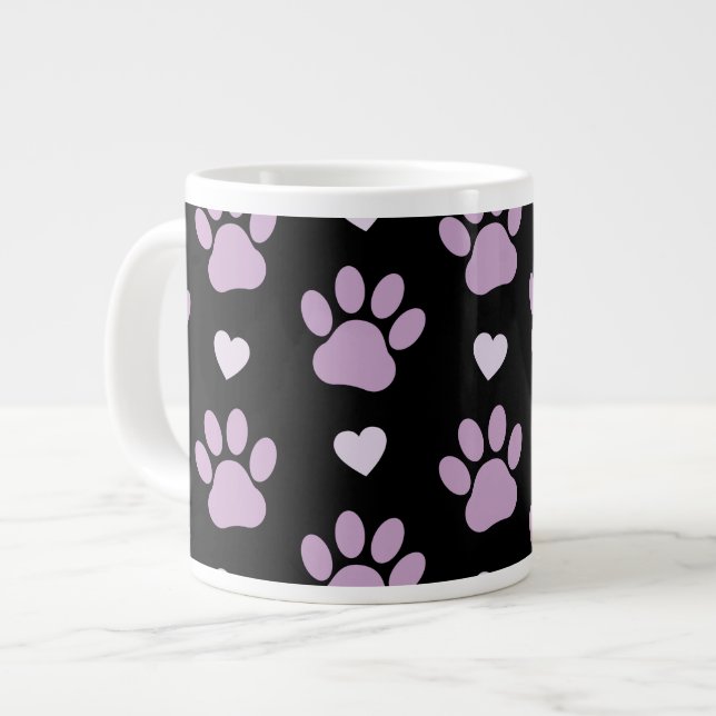 Mönster i Tass, Hund, Tass, Lilac Tass, Hearts Jumbo Mugg (Framsida vänster)