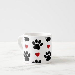 Mönster i Tass, Hund, Tass, svart Tass, rödhjärter Espressomugg