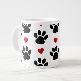 Mönster i Tass, Hund, Tass, svart Tass, rödhjärter Jumbo Mugg