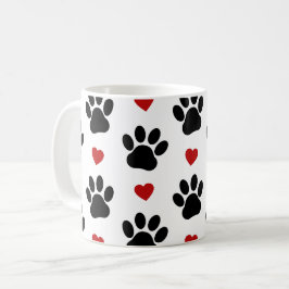 Mönster i Tass, Hund, Tass, svart Tass, rödhjärter Kaffemugg