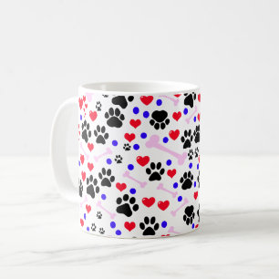 Mönster i Tass, Hund, Tass, svart Tass, rödhjärter Kaffemugg