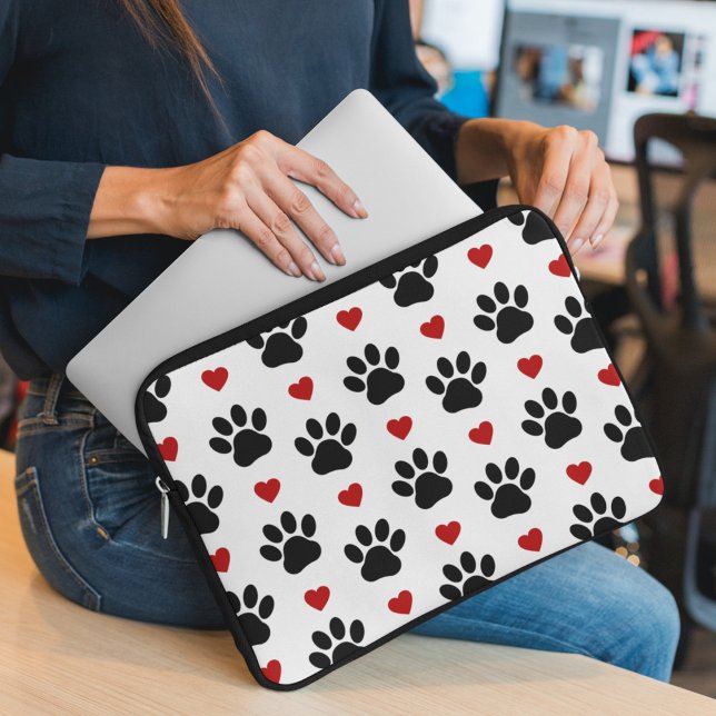 Mönster i Tass, Hund, Tass, svart Tass, rödhjärter Laptop Fodral (Skapare uppladdad)