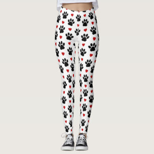 Mönster i Tass, Hund, Tass, svart Tass, rödhjärter Leggings