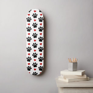 Mönster i Tass, Hund, Tass, svart Tass, rödhjärter Mini Skateboard Bräda 18,5 Cm