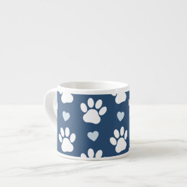 Mönster i Tass, Hund, Tass, vit Tass, blå hjärtan Espressomugg