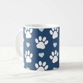 Mönster i Tass, Hund, Tass, vit Tass, blå hjärtan Kaffemugg