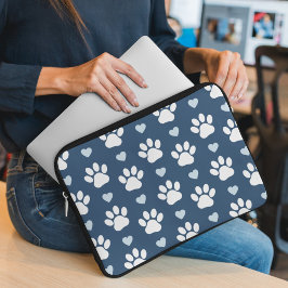 Mönster i Tass, Hund, Tass, vit Tass, blå hjärtan Laptop Fodral