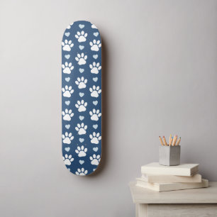 Mönster i Tass, Hund, Tass, vit Tass, blå hjärtan Mini Skateboard Bräda 18,5 Cm