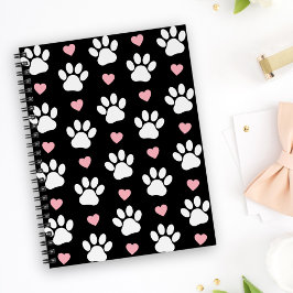 Mönster i Tass, Hund, Tass, Vit Tass, Rosa Hearts Anteckningsbok