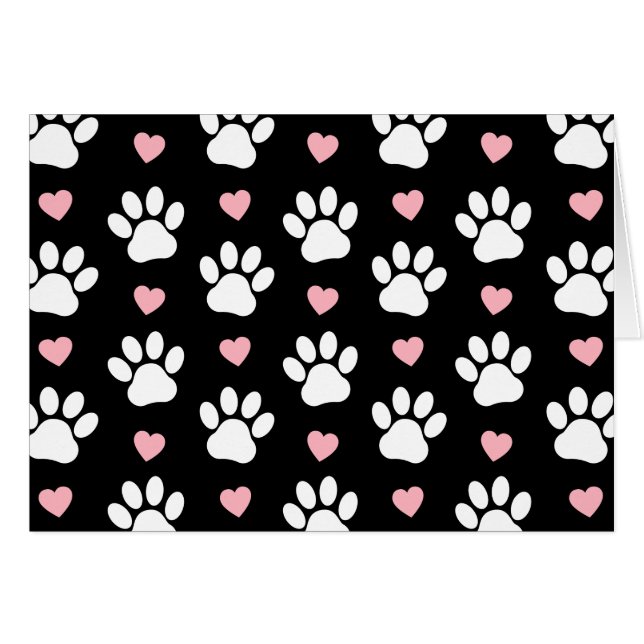 Mönster i Tass, Hund, Tass, Vit Tass, Rosa Hearts Hälsningskort (Framsidan Horizontal)