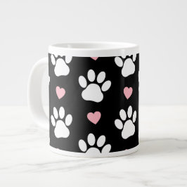 Mönster i Tass, Hund, Tass, Vit Tass, Rosa Hearts Jumbo Mugg