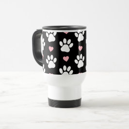 Mönster i Tass, Hund, Tass, Vit Tass, Rosa Hearts Resemugg