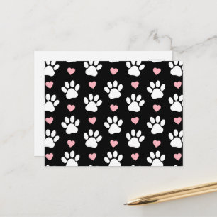 Mönster i Tass, Hund, Tass, Vit Tass, Rosa Hearts Vykort