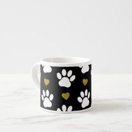 Mönster i Tass, Hund, Tass, Vita Tass, Guld Hjärte Espressomugg