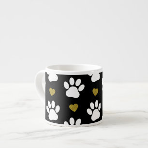 Mönster i Tass, Hund, Tass, Vita Tass, Guld Hjärte Espressomugg