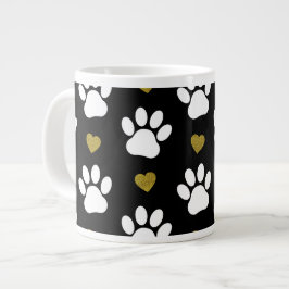 Mönster i Tass, Hund, Tass, Vita Tass, Guld Hjärte Jumbo Mugg