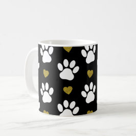 Mönster i Tass, Hund, Tass, Vita Tass, Guld Hjärte Kaffemugg