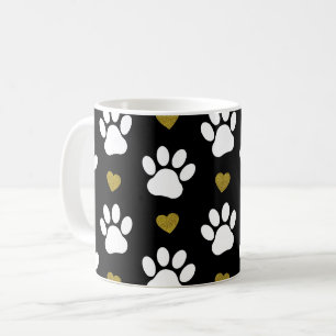 Mönster i Tass, Hund, Tass, Vita Tass, Guld Hjärte Kaffemugg