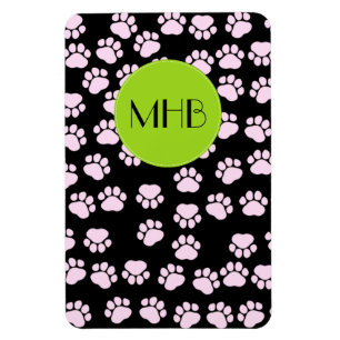 Mönster i Tass, Rosa Tass, Hund Tass, Monogram Magnet