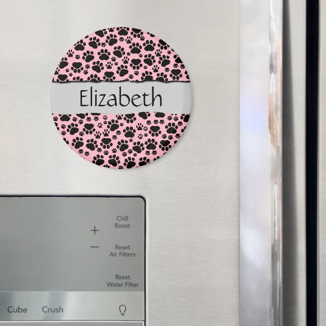 Mönster i Tass, Svart Tass, Hund, Tass, ditt namn Magnet (In Situ (Fridge))