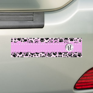 Mönster i Tass, Svart Tass, Hund, Tass, Monogram Bildekal