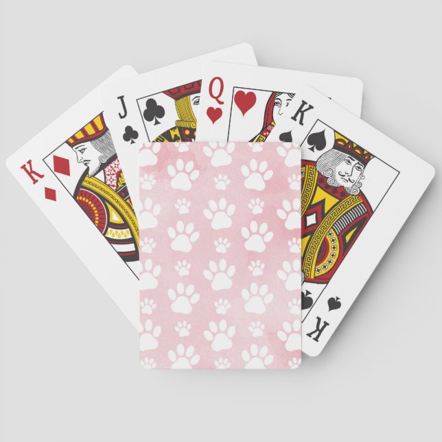 Mönster i Tass, vit Tass, vattenfärger, Rosa Casinokort (Baksidan)
