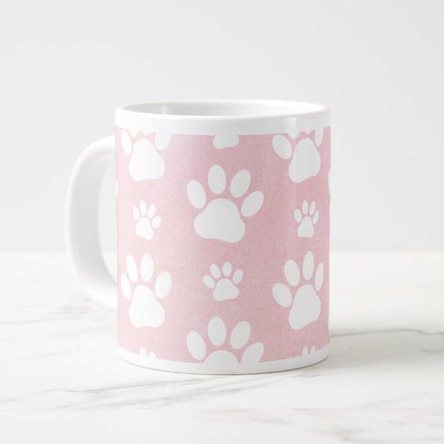 Mönster i Tass, vit Tass, vattenfärger, Rosa Jumbo Mugg (Framsida vänster)