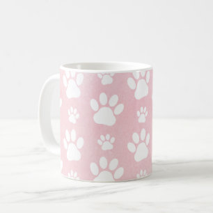 Mönster i Tass, vit Tass, vattenfärger, Rosa Kaffemugg