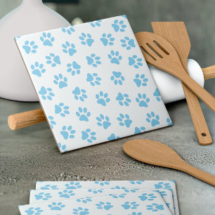 Mönster i Tassar, Hund, Tassar, Baby blue Tassar Kakelplatta