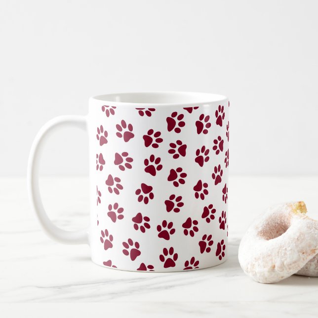 Mönster i Tassar, Hund, Tassar, Burgundy Tassar Kaffemugg (Med munk)