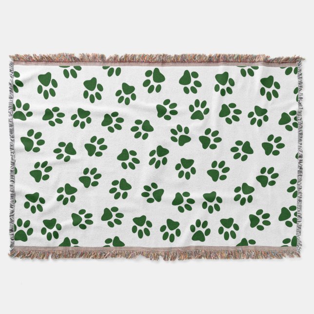 Mönster i Tassar, Hund, Tassar, Grönt Tassar Filt (Framsidan)