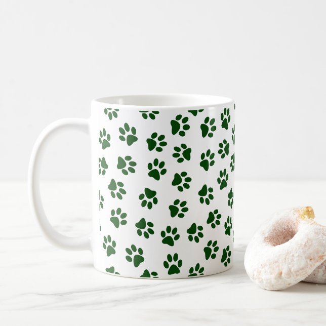 Mönster i Tassar, Hund, Tassar, Grönt Tassar Kaffemugg (Med munk)