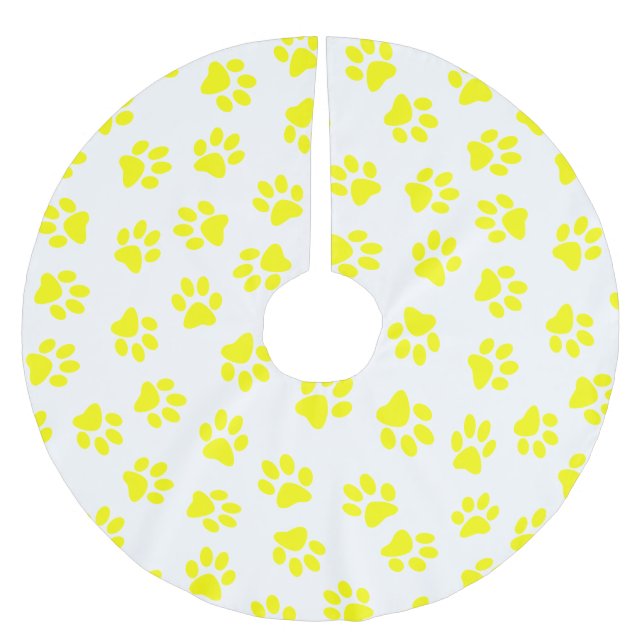 Mönster i Tassar, Hund, Tassar, Gult Tassar Julgransmatta Borstad Polyester (Framsidan)