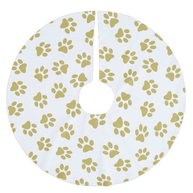 Mönster i Tassar, Hund, Tassar, Gyllene Tassar Julgransmatta Borstad Polyester (Framsidan)