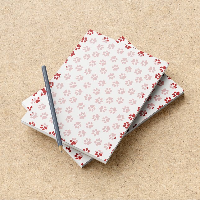 Mönster i Tassar, Hund, Tassar, Katt Tassar, Röda  Anteckningsblock (Skapare uppladdad)