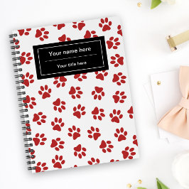 Mönster i Tassar, Hund, Tassar, Katt Tassar, Röda  Anteckningsbok