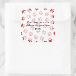 Mönster i Tassar, Hund, Tassar, Katt Tassar, Röda  Fyrkantigt Klistermärke