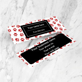 Mönster i Tassar, Hund, Tassar, Katt Tassar, Röda  Mini Visitkort