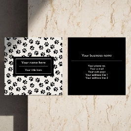 Mönster i Tassar, Hund, Tassar, Katt Tassar, Svart Fyrkantigt Visitkort