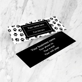 Mönster i Tassar, Hund, Tassar, Katt Tassar, Svart Mini Visitkort