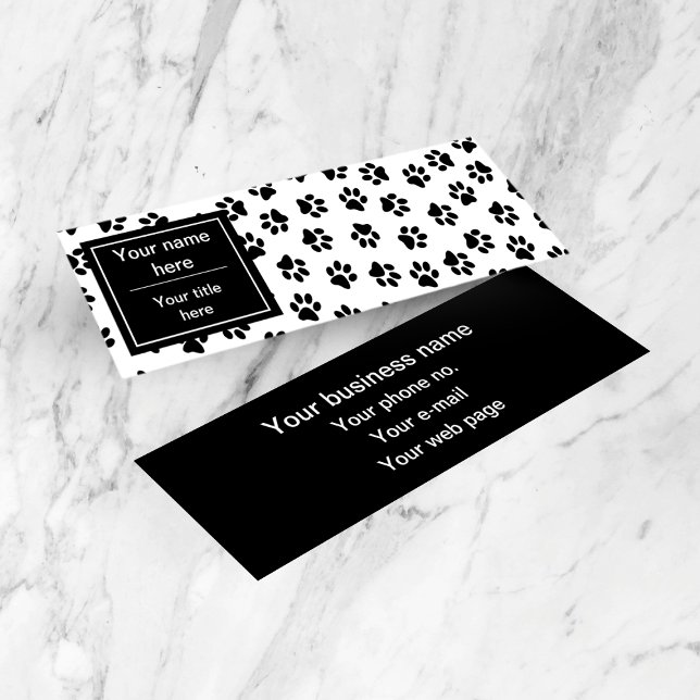 Mönster i Tassar, Hund, Tassar, Katt Tassar, Svart Mini Visitkort (Skapare uppladdad)