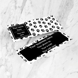 Mönster i Tassar, Hund, Tassar, Katt Tassar, Svart Mini Visitkort