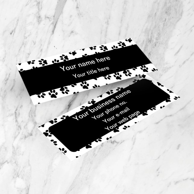 Mönster i Tassar, Hund, Tassar, Katt Tassar, Svart Mini Visitkort (Skapare uppladdad)