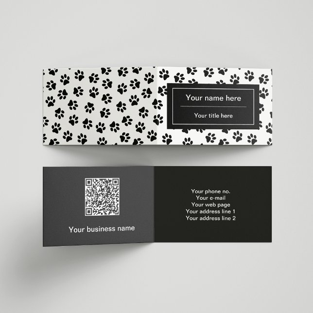 Mönster i Tassar, Hund, Tassar, Katt Tassar, Svart Visitkort (Skapare uppladdad)