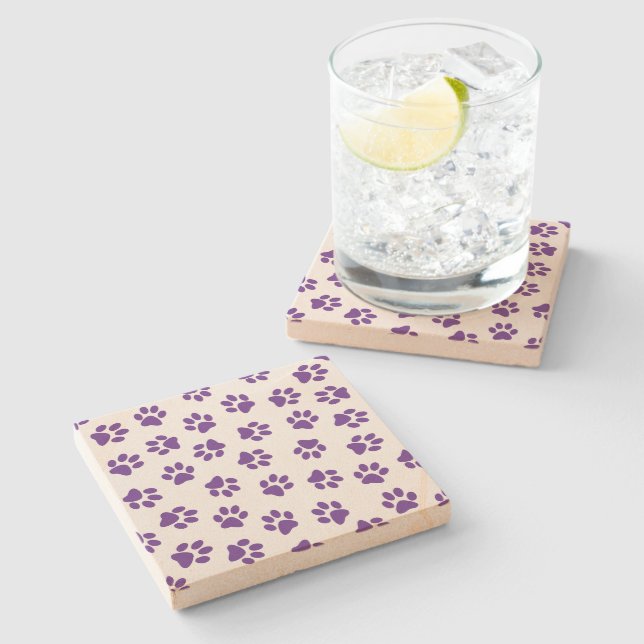 Mönster i Tassar, Hund, Tassar, Lila Tassar Stenunderlägg (Sidan)