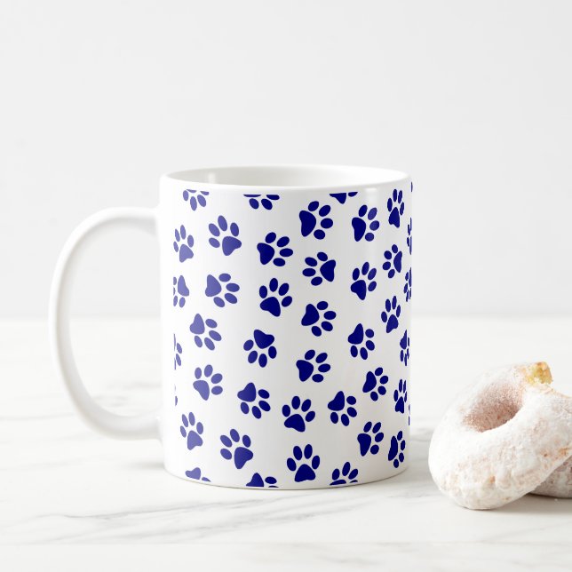 Mönster i Tassar, Hund, Tassar, marinblått Tassar Kaffemugg (Med munk)