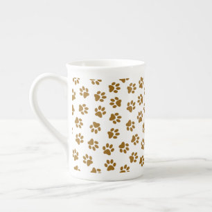 Mönster i Tassar, Hund, Tassar, Orange Guld Tassar Benporslin Mugg