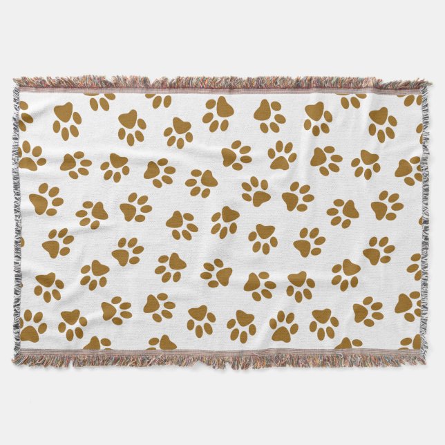 Mönster i Tassar, Hund, Tassar, Orange Guld Tassar Filt (Framsidan)