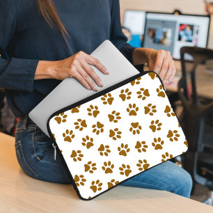 Mönster i Tassar, Hund, Tassar, Orange Guld Tassar Laptop Fodral