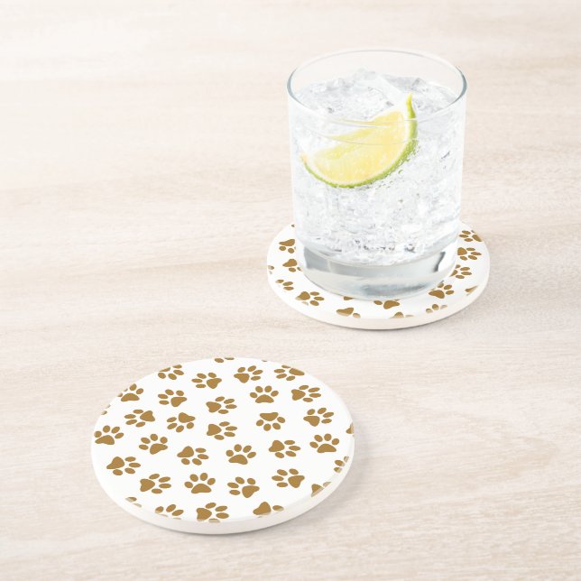 Mönster i Tassar, Hund, Tassar, Orange Guld Tassar Underlägg (Sidan)